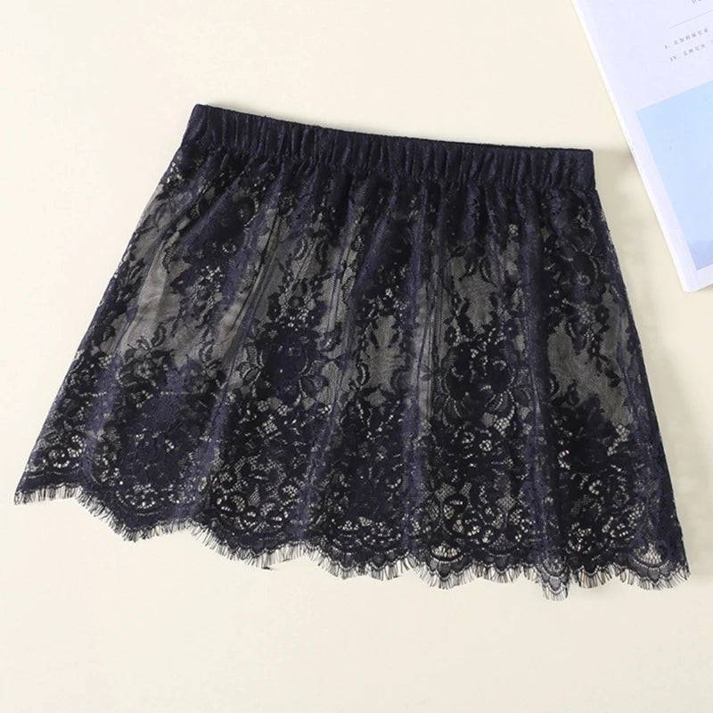 Floral Mesh Lace False Hem Sweater Extender Hollow Out Fake Top Hem Sweet Fake Hem Detachable Shirt Decorative Parts