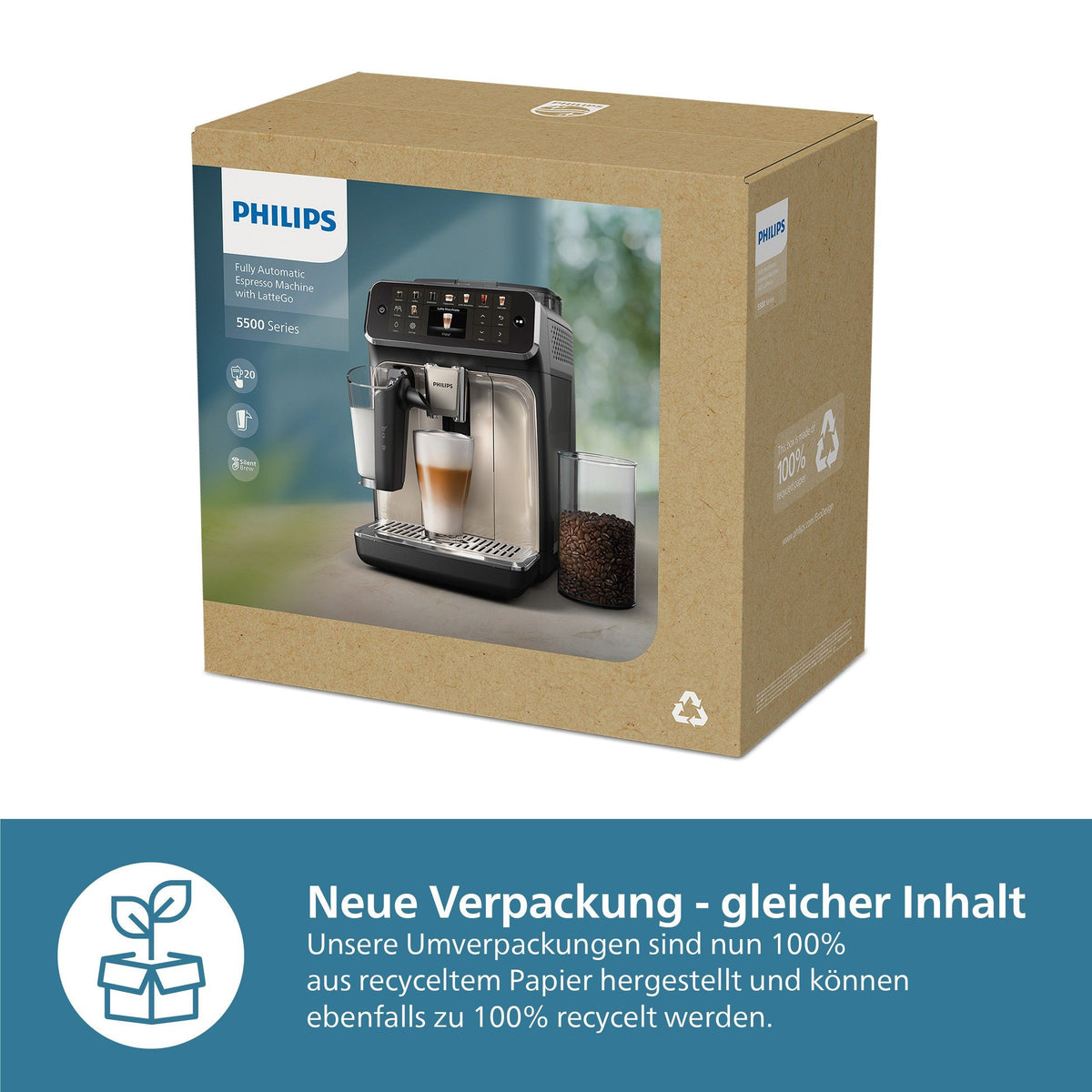 Philips Kaffeevollautomat EP3347/90 3300 Series, 6 Getränke (heiß oder eisgekühlt), LatteGo-Milchsystem, SilentBrew Technologie, Chrom-Schwarz