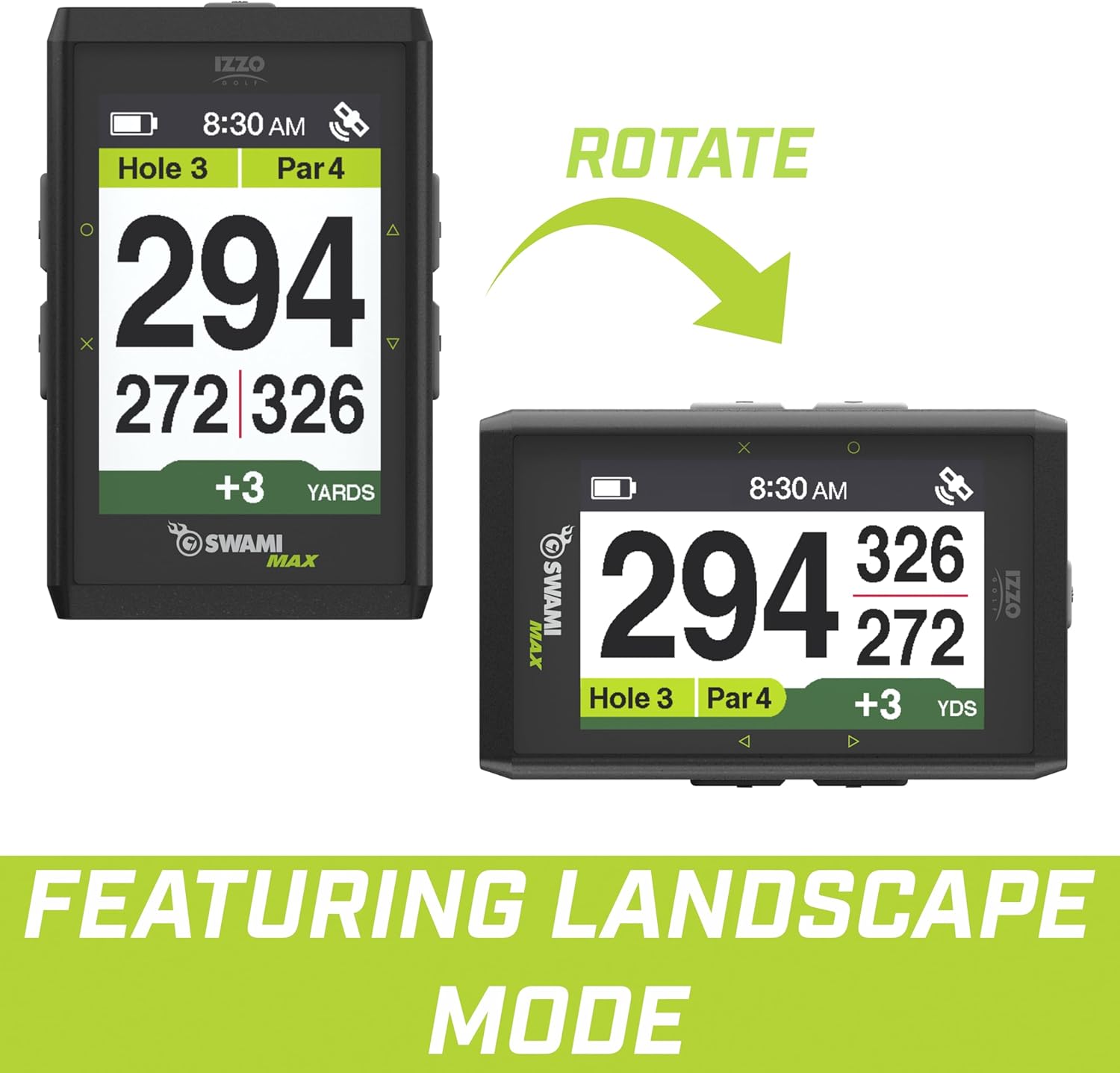 Izzo Golf Swami Max Handheld GPS Unit - Rangefinder Golf GPS with Oversized Large Color Screen for Measuring Golf Distances, Black