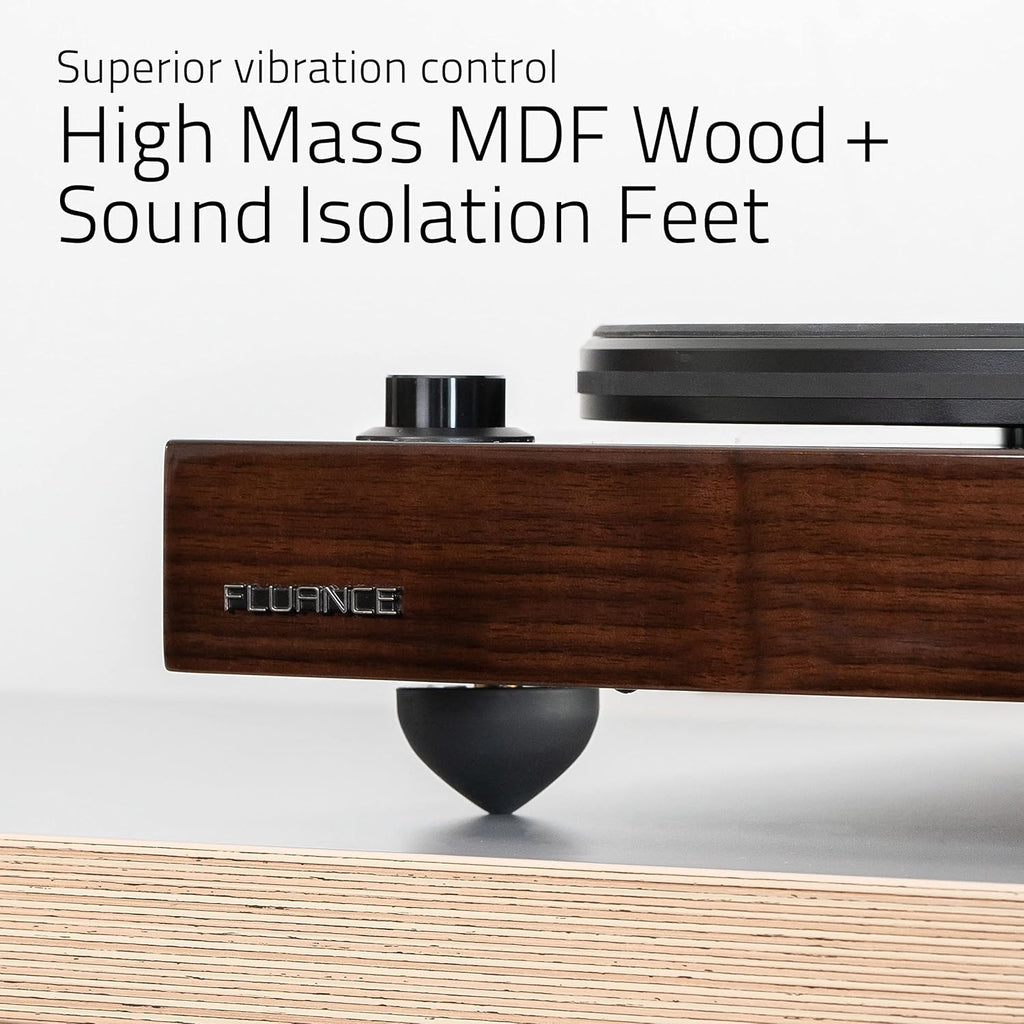 Fluance RT82 Reference High Fidelity Vinyl Turntable Record Player with Ortofon OM10 Cartridge, Speed Control Motor, High Mass MDF Wood Plinth, Vibration Isolation Feet - Piano Black