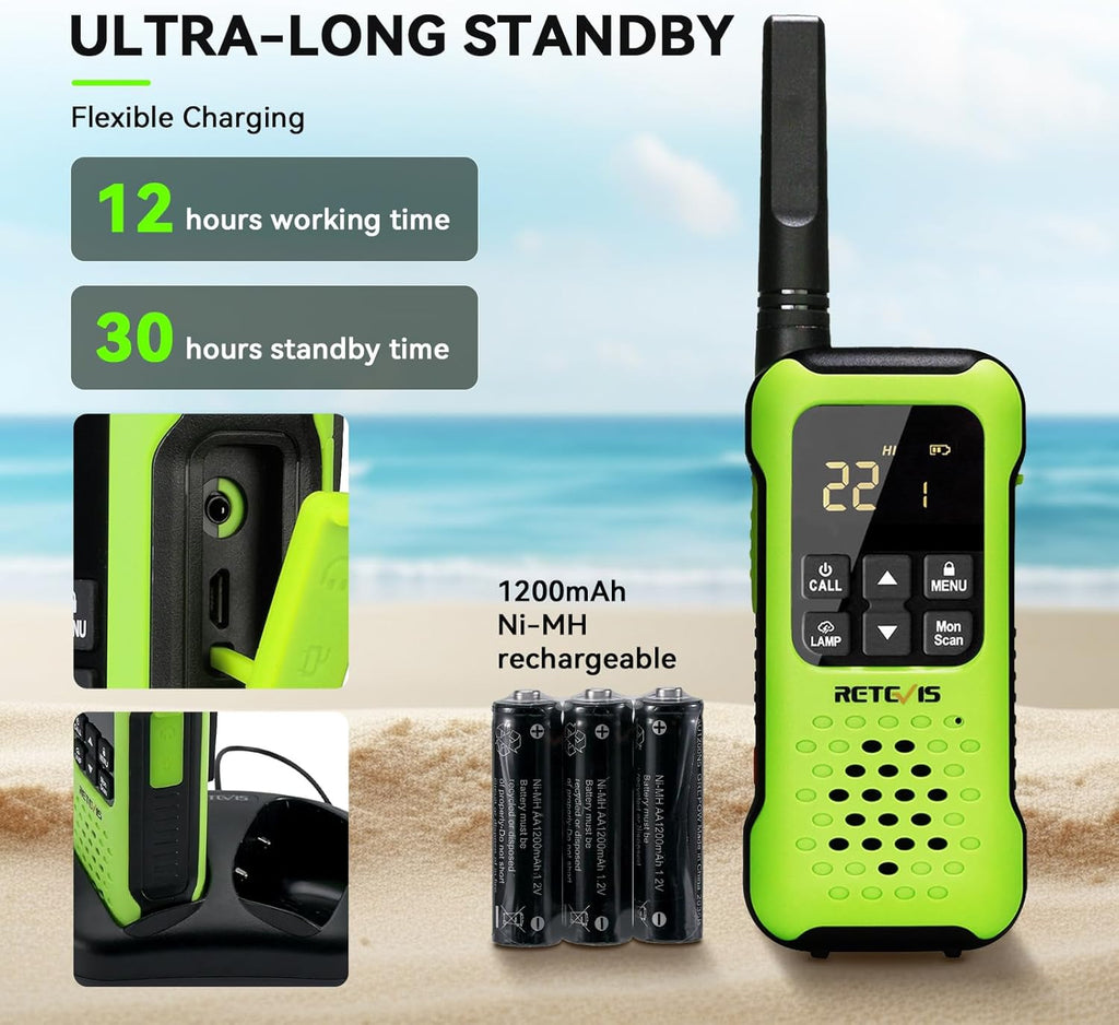 Retevis RT49P Waterproof Two Way Radio, IP67 Waterproof Floating Walkie Talkies, Rechargeable Walkie Talkies for Adults, VOX, NOAA, Flashlight, SOS, for Kayaking, Camping, Skiing 4 Pcs Green