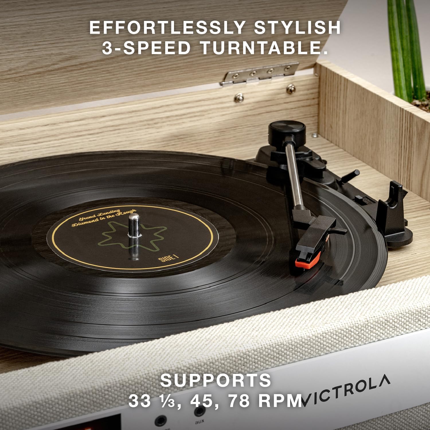 Victrola Century 6-in-1 Vinyl Record Player & Music Center – 3-Speed Turntable, CD & Cassette Player, VINYLSTREAM, Bluetooth & 3.5mm Aux, Record Player with Speakers, Mid Century Design (Walnut)