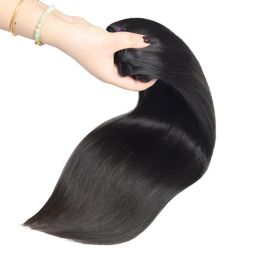 Beauty Queen 3 Bundles Human Hair Straight (20 Inch) 16a Grade Unprocessed Straight Brazilian Sew In Hair Extensions Thick Virgin Hair Natural Color