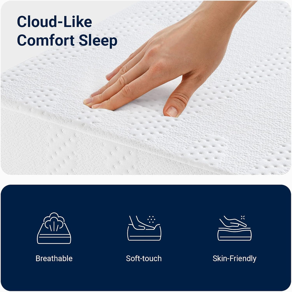 Avenco Queen Mattresses, 10 Inch Queen Size Mattress with Gel Memory Foam for Cool Night & Pressure Relief, Bed Mattress in a Box Medium Soft Plush Feel Colchones with Motion Isolating