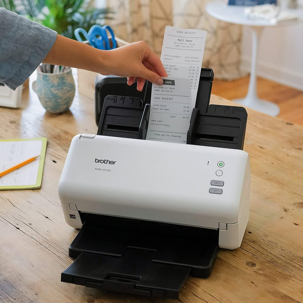 Brother ADS-3100 High-Speed Desktop Scanner | Compact with Scan Speeds of Up to 40ppm, White