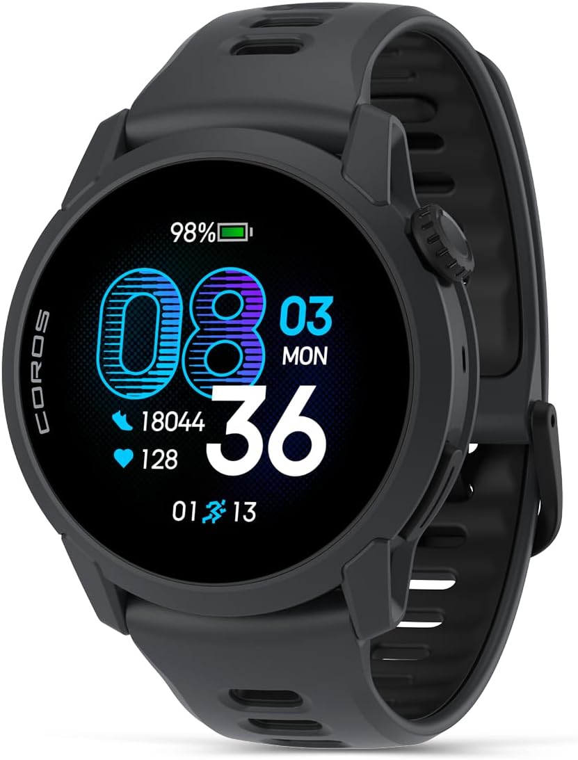 COROS PACE 4 Ultralight Sport GPS Watch, 1.2" AMOLED Touchscreen,19 Days of Daily use, Voice Features, Advanced Training Tools, Accurate GPS, Heart Rate Monitor, Run (Black Silicone)