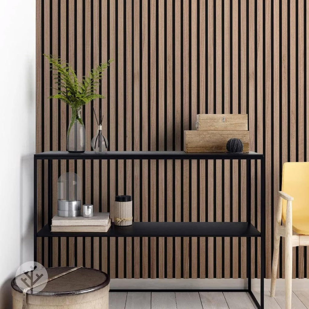 WVH Luxury American Walnut Acoustic Slat Wood Wall Panels, Measures 94.49" x 25.20", Premium Finish, Interior Decor for Walls & Ceilings, Noise Cancelling & Sound Absorbing for Home & Office, 2pcs