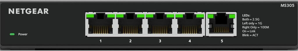 NETGEAR 5-Port 2.5G Multi-Gigabit Ethernet Unmanaged Network Switch (MS305) - with 5 x 2.5Gbps Ports, Desktop or Wall Mount, Metal Case