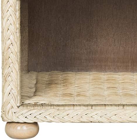 SAFAVIEH Home Collection - Adira Natural White Wash Wicker 1-Drawer Nightstand Accent Table, Coastal Boho Bedroom Storage Furniture with Shelf, 22.1"W x 16.5"D x 22.1"H (SEA8002A)