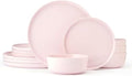 Mikasa Madison Misty Pink Bone China Dinnerware Set, 12-Piece Service for 4, Includes Dinner Plates, Salad Plates and Cereal Bowls, Dishwasher Safe