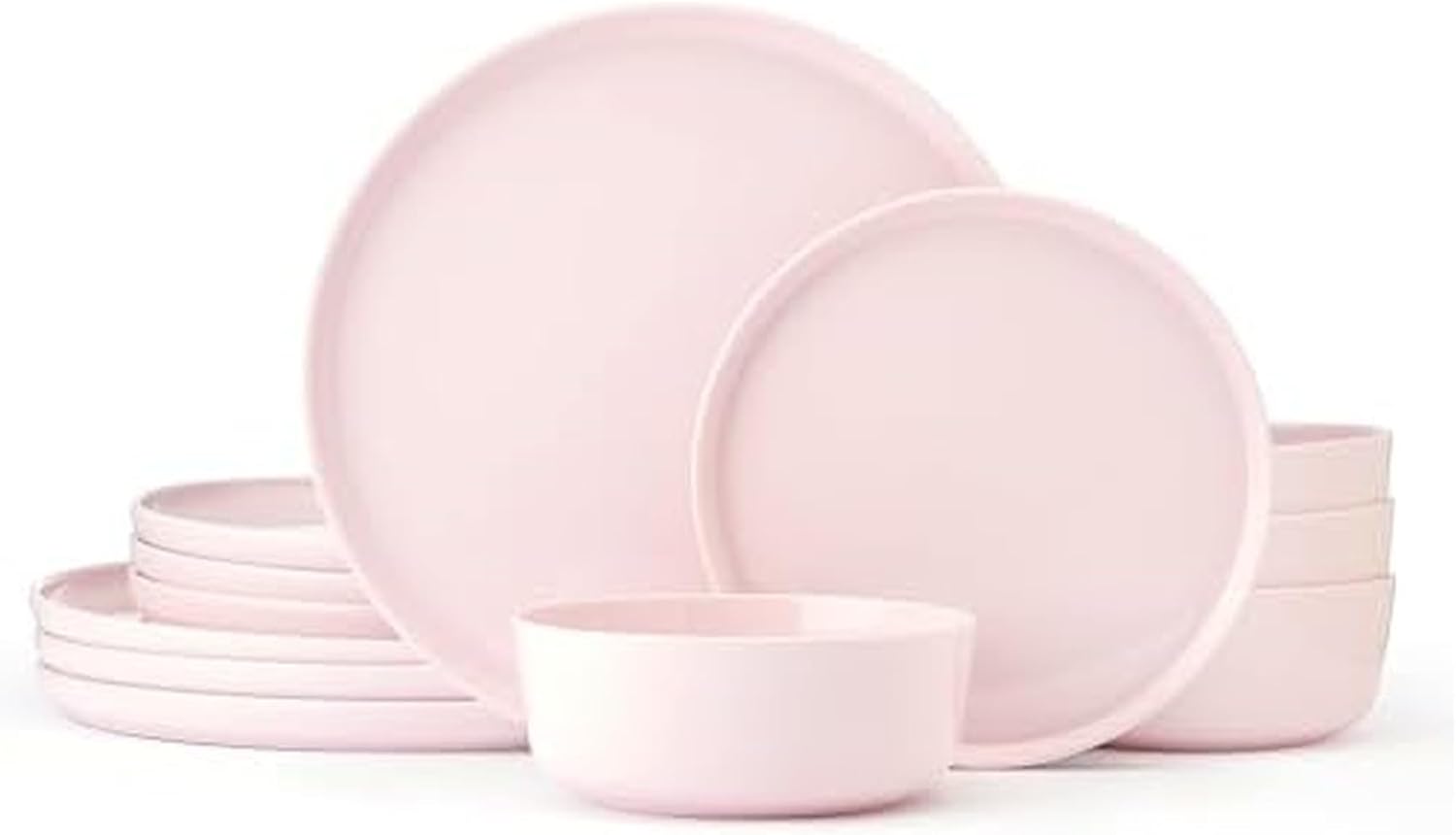 Mikasa Madison Misty Pink Bone China Dinnerware Set, 12-Piece Service for 4, Includes Dinner Plates, Salad Plates and Cereal Bowls, Dishwasher Safe