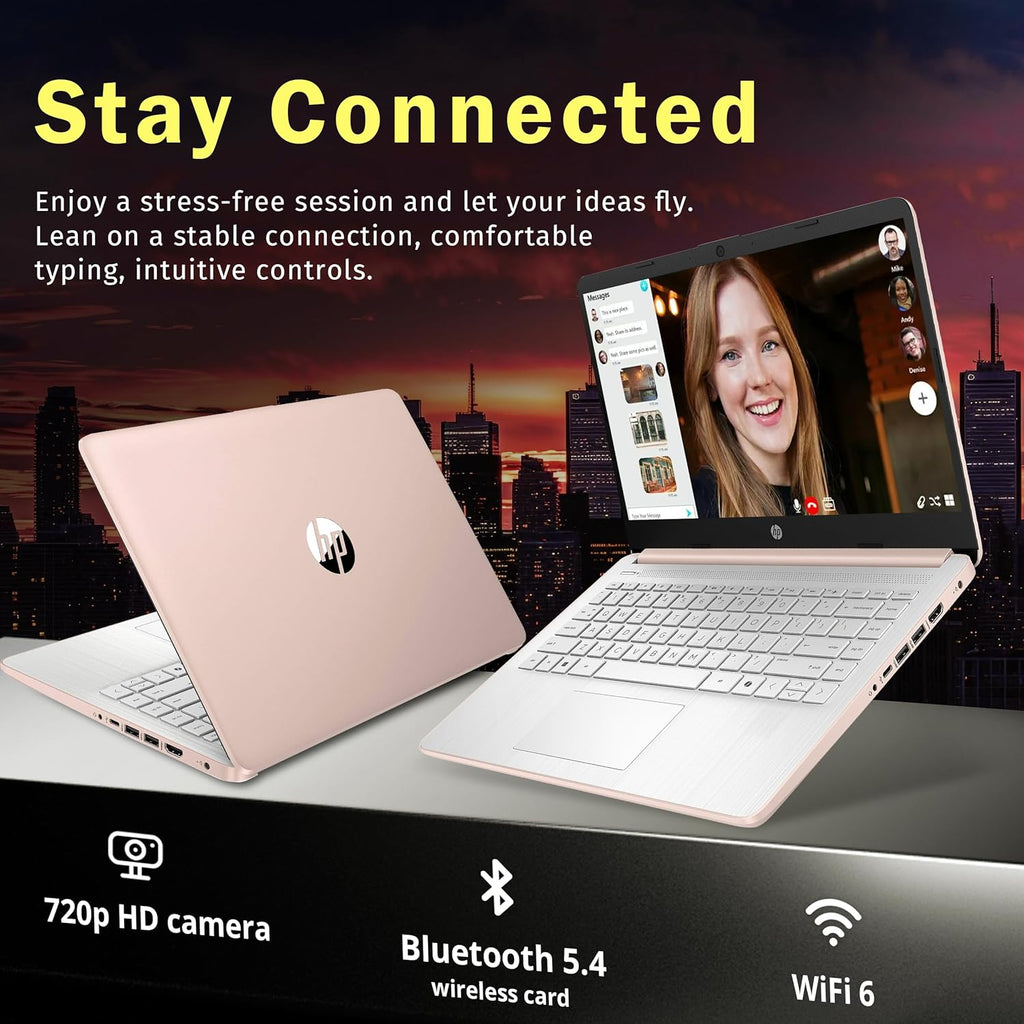 HP Stream 14" HD BrightView Laptop, Intel Celeron N4120, 16GB RAM, 288GB Storage (128GB EMMC + 160GB Docking Station Set), Intel UHD Graphics, 720p Webcam, Wi-Fi, 1 Year Office 365, Win 11 S, Gold