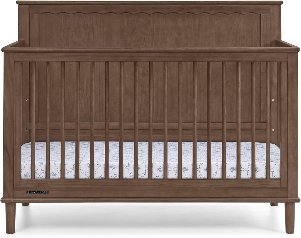 Delta Children Penelope 6-in-1 Convertible Crib - Greenguard Gold Certified, Teak Brown