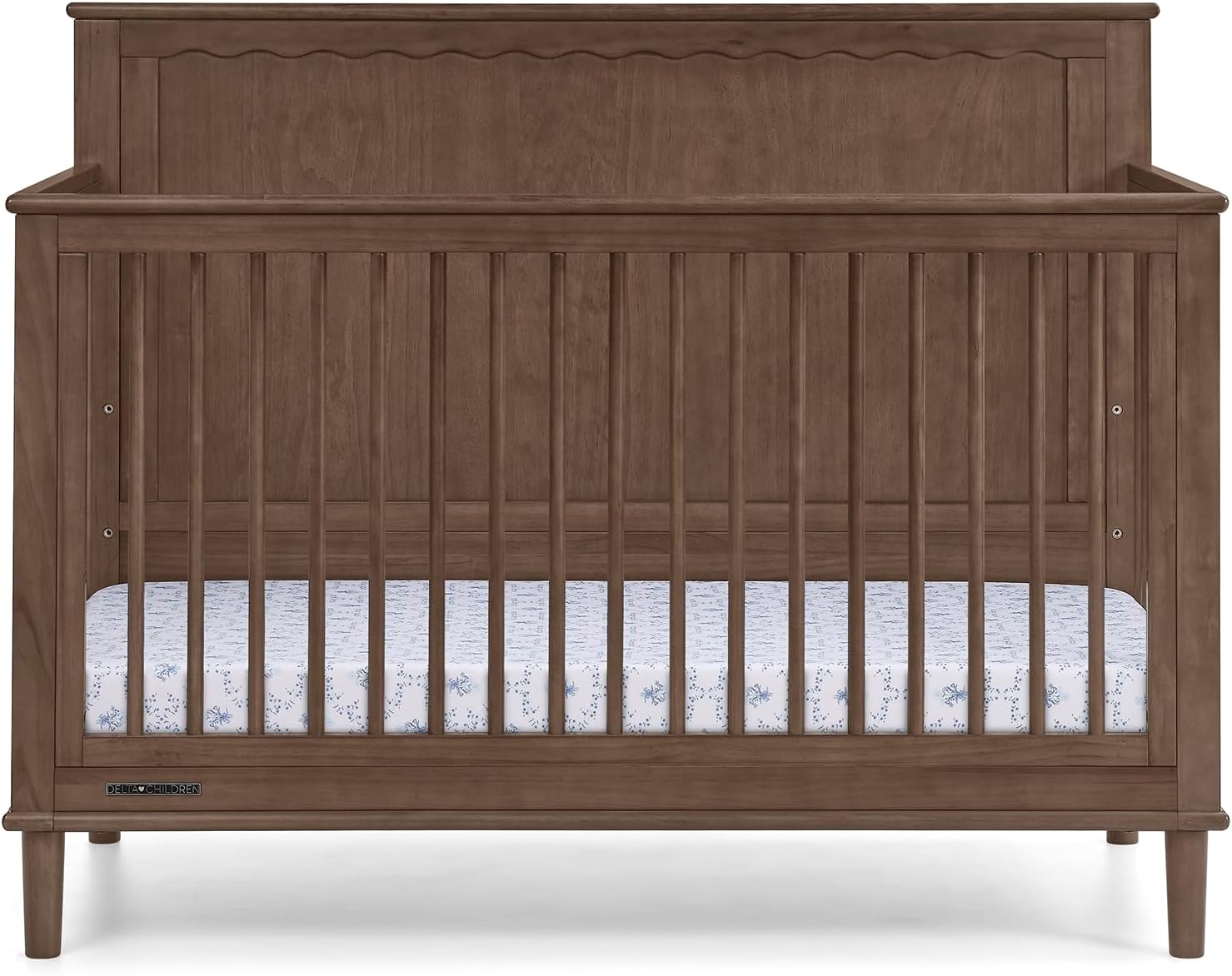 Delta Children Penelope 6-in-1 Convertible Crib - Greenguard Gold Certified, Teak Brown