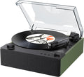 MYKESONIC Fully Automatic Record Player, Bluetooth Belt Drive Vinyl Turntable, Magnetic AT-3600L Cartridge, Bluetooth in & Out, Hi-Fi Stereo Speakers, Aux in Headphone, RCA Out (Green)