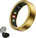 Smart Ring, Titanium Health & Fitness Tracker with Sleep, Heart Rate & SPO₂ Monitoring, Ultra-Light, 4–6 Day Battery, No Subscription, for Women & Men (Gold 8)