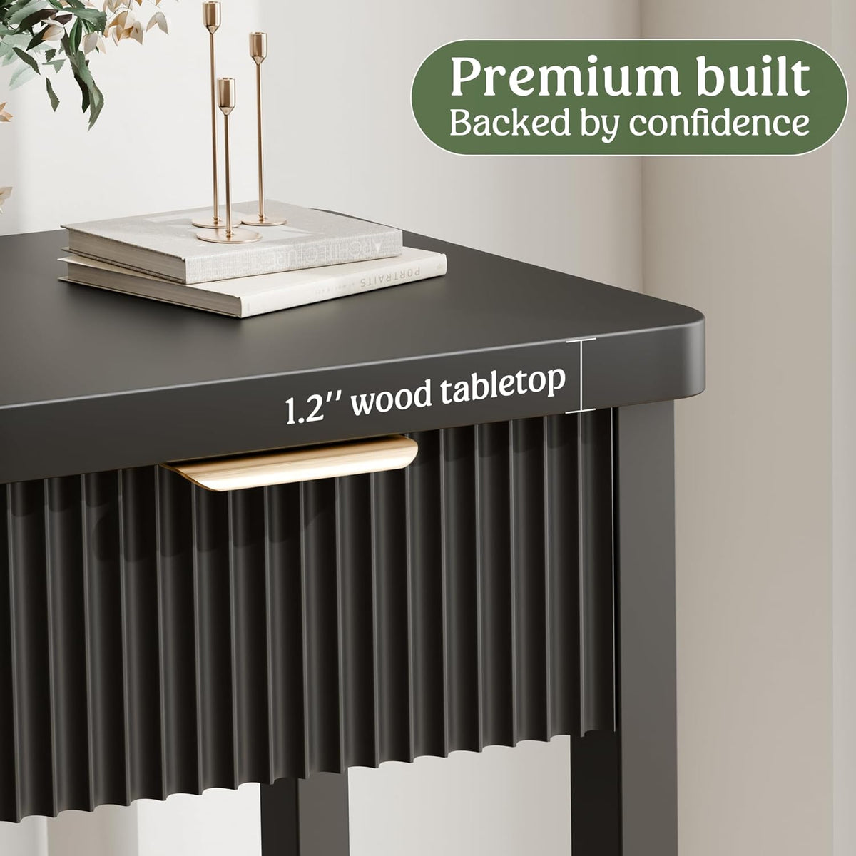 Lulive 51" Fluted Console Table for Entryway, Entryway Table with 3 Wooden Drawers, Farmhouse Behind Sofa Table for Living Room, Hallway, Couch, Foyer