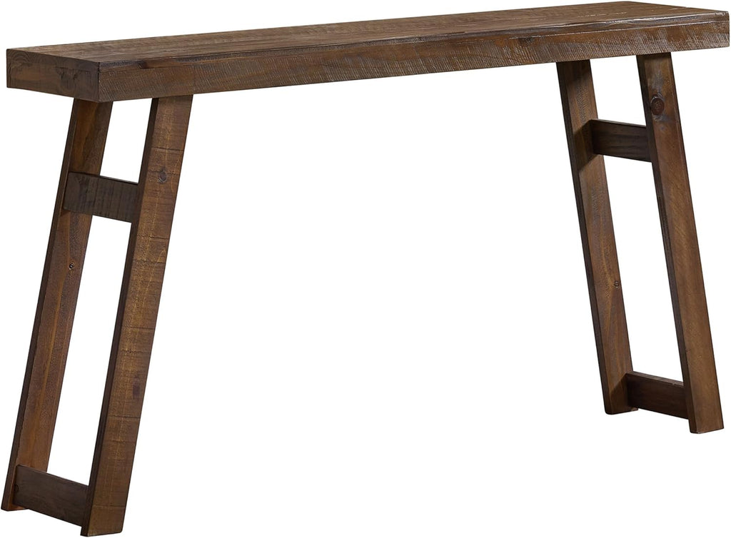 Alaterre Furniture Lawas Solid Wood Console Table - 56 Inch Modern Farmhouse Entryway Table - Easy Assembly Living Room Furniture for Behind The Couch, Entryway, or Hallway (Brown)