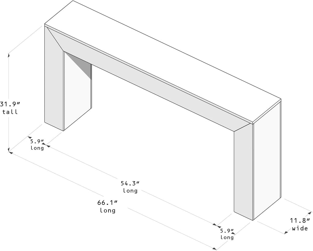 Plank+Beam Grand Console Table, 66 Inch Modern Solid Wood Sofa Table, Narrow Entryway Table for Hallway, Behind The Couch, Living Room, Foyer, Walnut Wirebrush