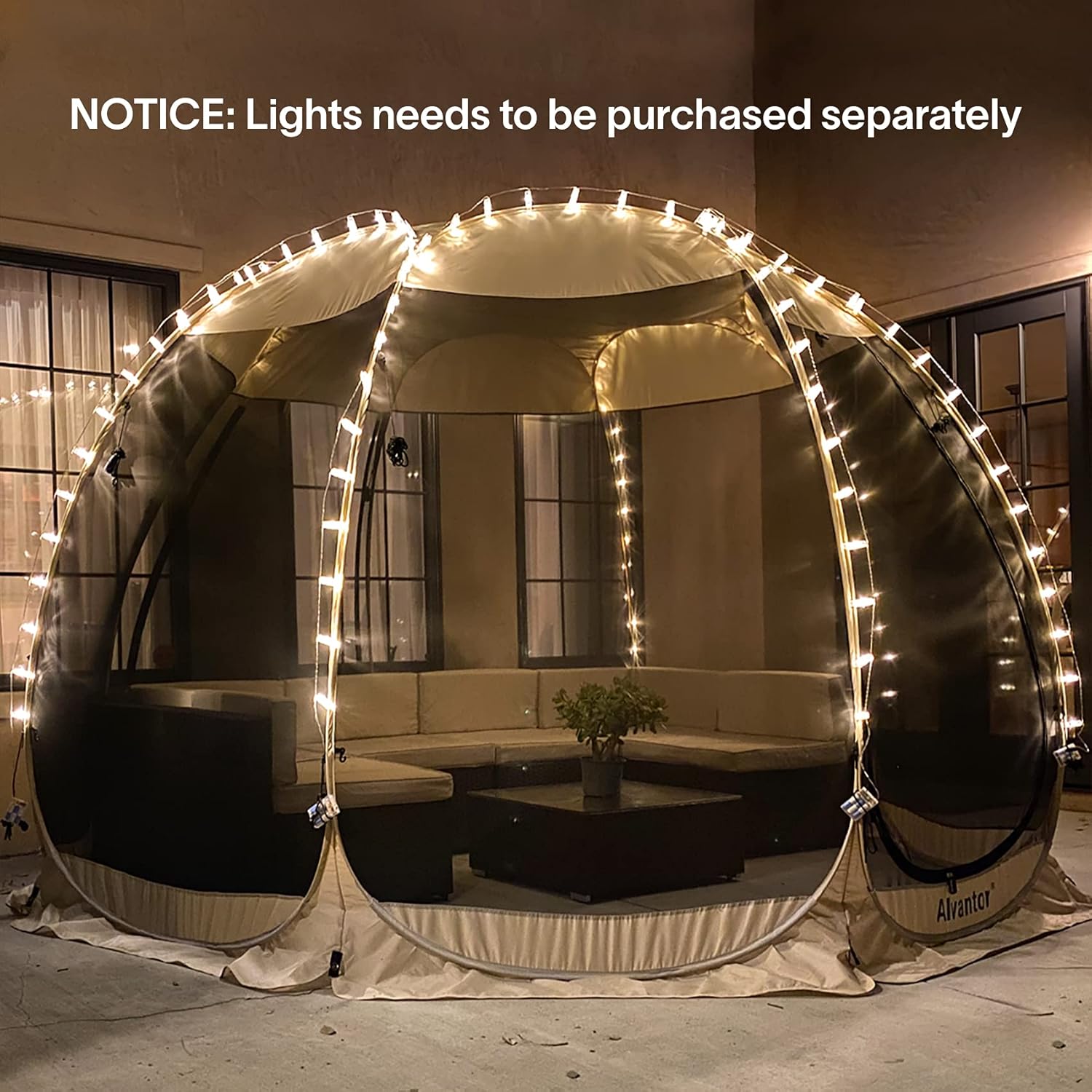 Alvantor Pop Up Screen House Tent, Instant Outdoor Gazebo with Mosquito Netting & UPF 50+ Sun Protection, Portable Canopy Shelter for Patio, Backyard, Camping (2-10 Person)