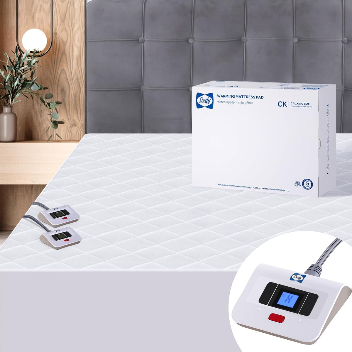 Sealy Heated Mattress Pad Cal King Size 72x84 Inch | Luxury Quilted Waterproof Electric Mattress Cover with 10 Heat Setting Dual Controller & 1-12 Hours Auto Shut Off | Fit Up to 17" Deep Pocket