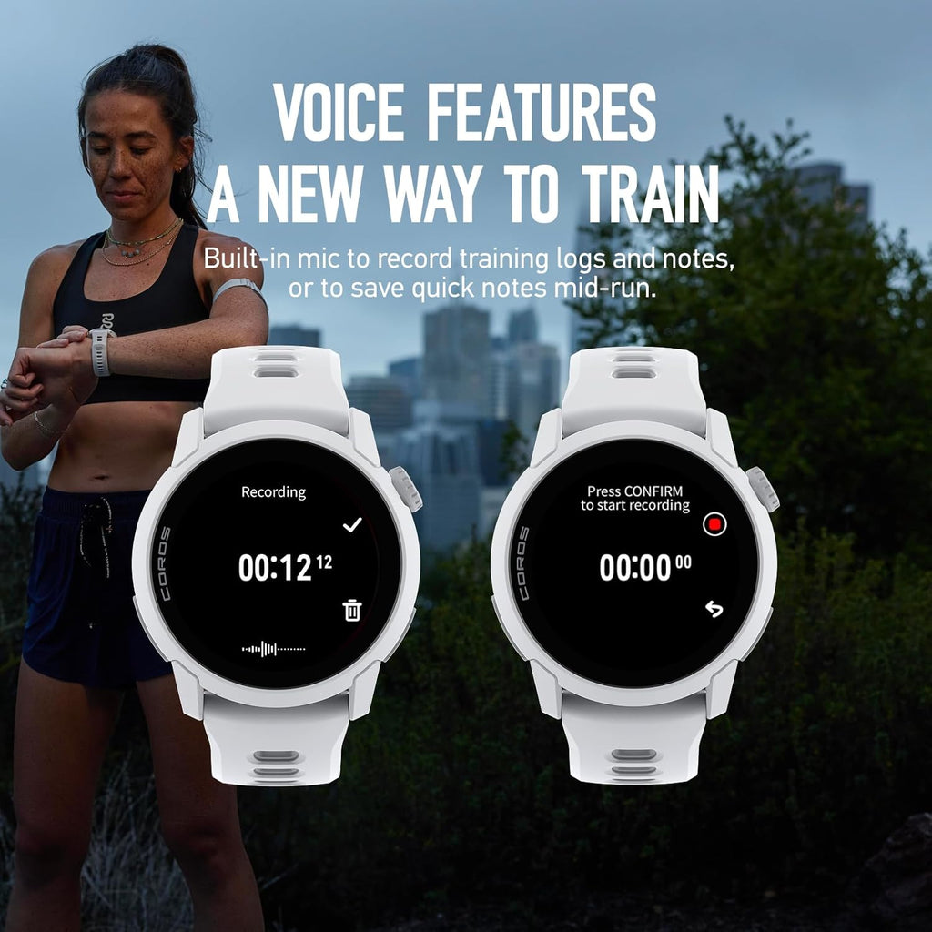 COROS PACE 4 Ultralight Sport GPS Watch, 1.2" AMOLED Touchscreen,19 Days of Daily use, Voice Features, Advanced Training Tools, Accurate GPS, Heart Rate Monitor, Run (White Silicone)