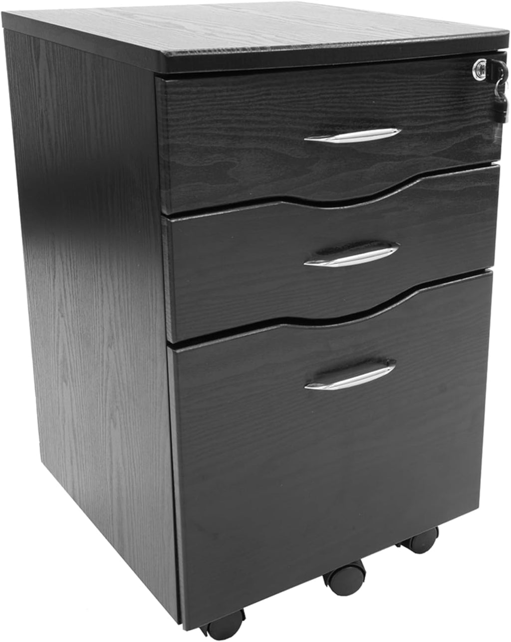 3 Drawer Rolling File Cabinet with Lock, Under Desk File Cabinet with Wheels, Printer Stand, Mobile Printer Shelf, Espresso Brown