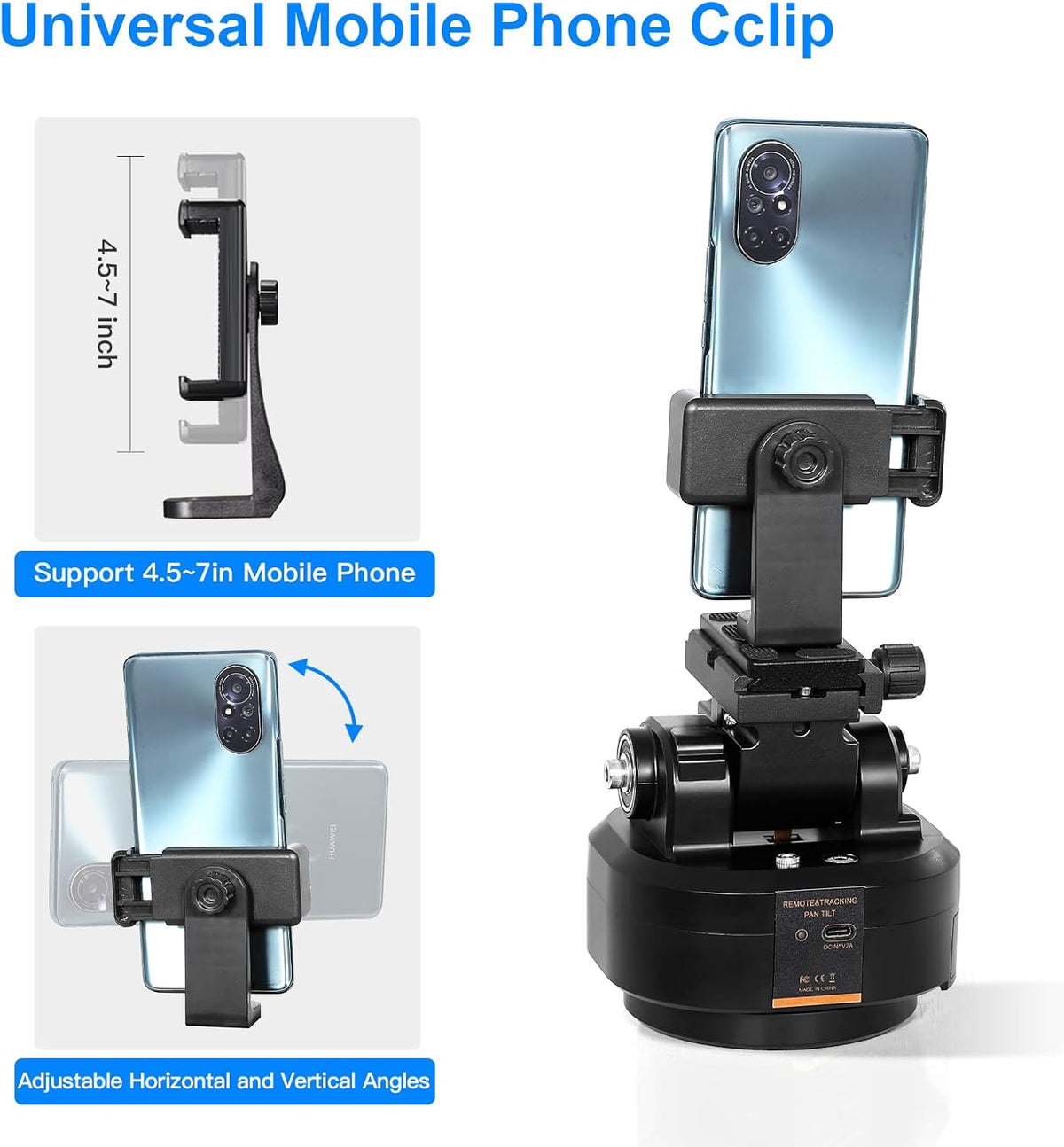 Soonpho M6 Auto Face Tracking Motorized Rotating Panoramic Tripod Head,AI Smart Face Body Tracking Remote Control Pan Tilt Head with Remote Control and Mobile Phone Clip for DSLR Cameras/Camcorders