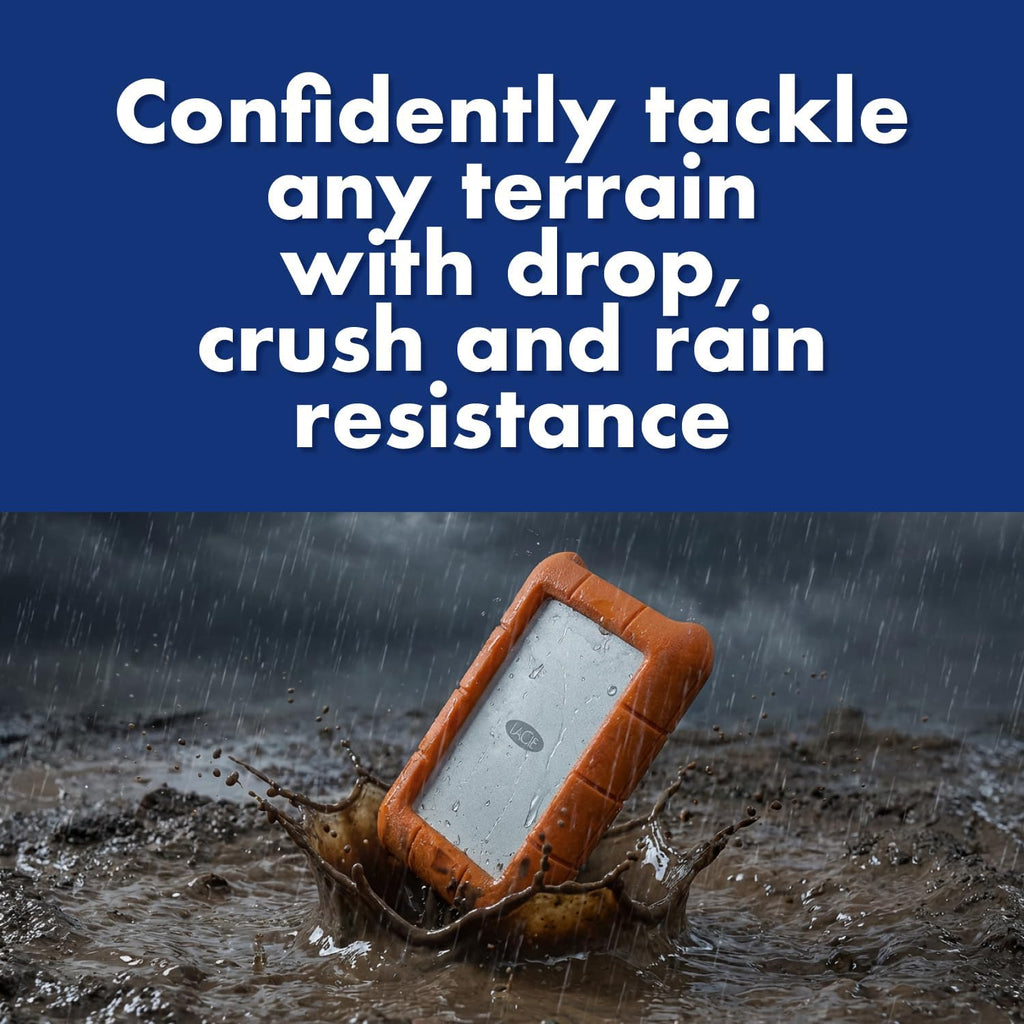 LaCie Rugged 5TB Portable External HDD - USB 3.0/2.0 Compatible, Shock/Dust/Rain Resistant for Mac & PC, Orange, Grey