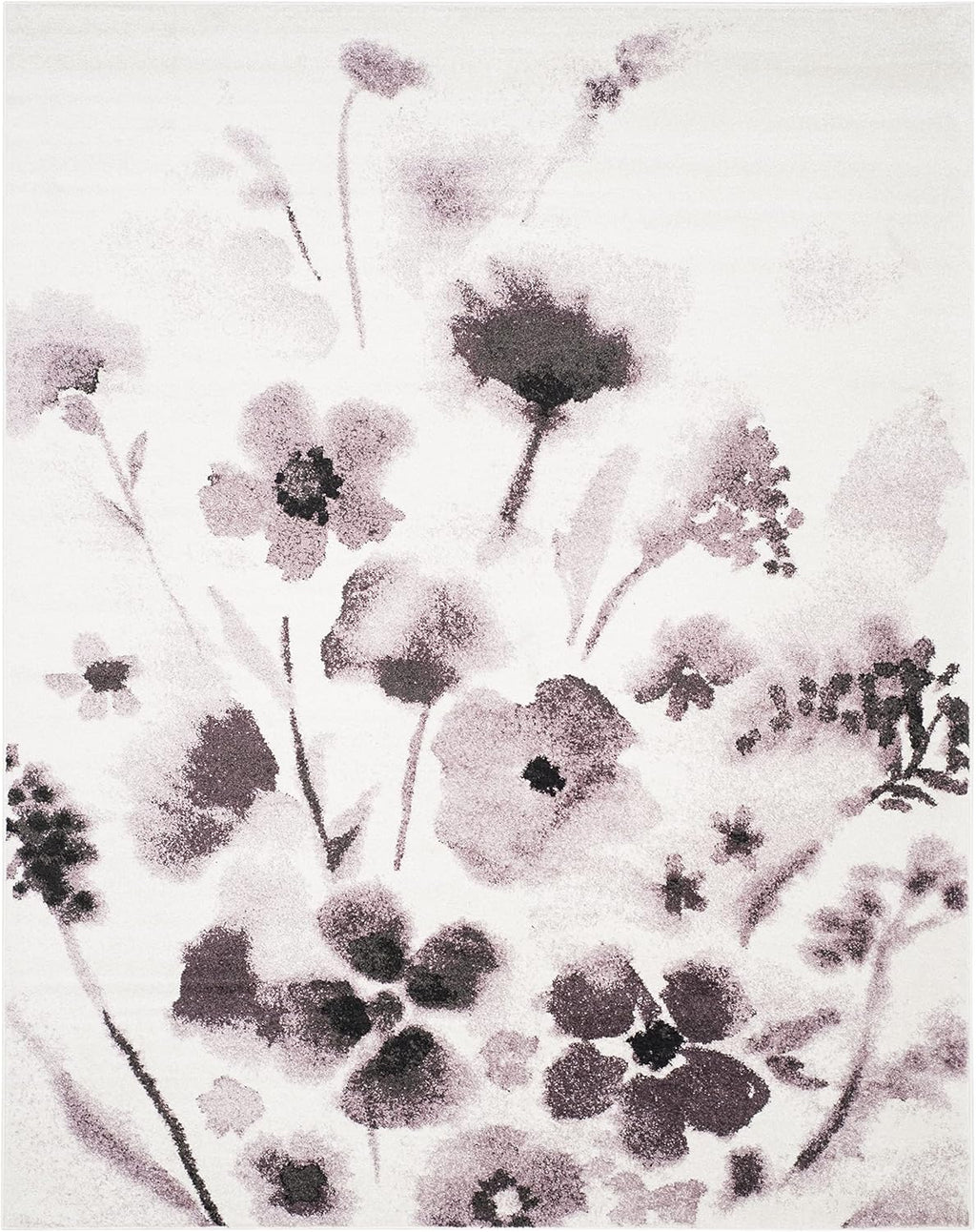 SAFAVIEH Adirondack Collection Area Rug - 9' x 12', Ivory & Purple, Floral Watercolor Design, Non-Shedding & Easy Care, Ideal for High Traffic Areas in Living Room, Bedroom (ADR127L)