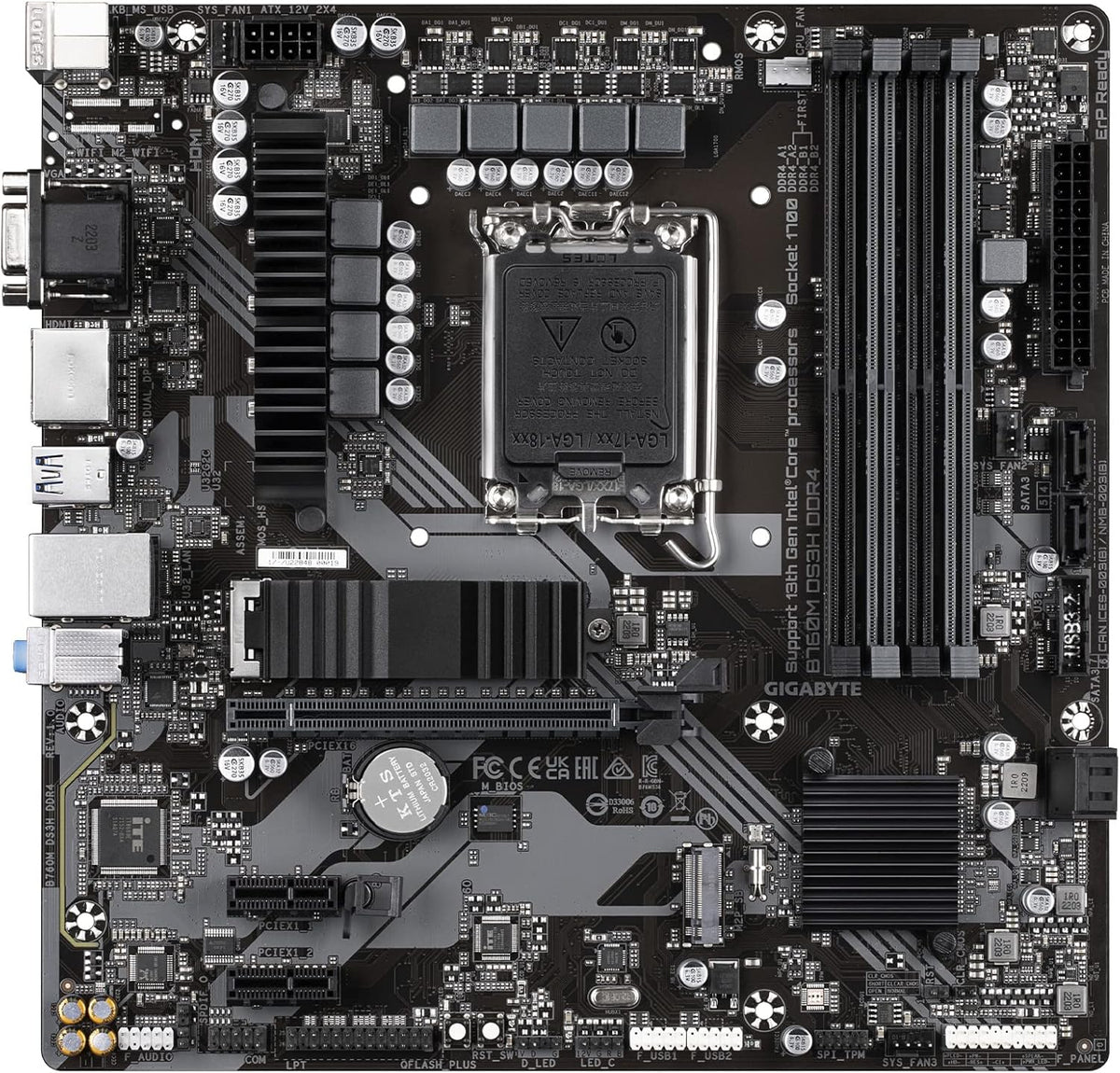 GIGABYTE B760M DS3H DDR4 Intel LGA 1700 mATX Motherboard, Supports Intel Core 14th/13th/12th Gen, DDR4, 6+2+1 Power Phase, 2X M.2, PCIe 4.0, USB-C, 2.5GbE LAN, Q-Flash Plus, PCIe EZ-Latch