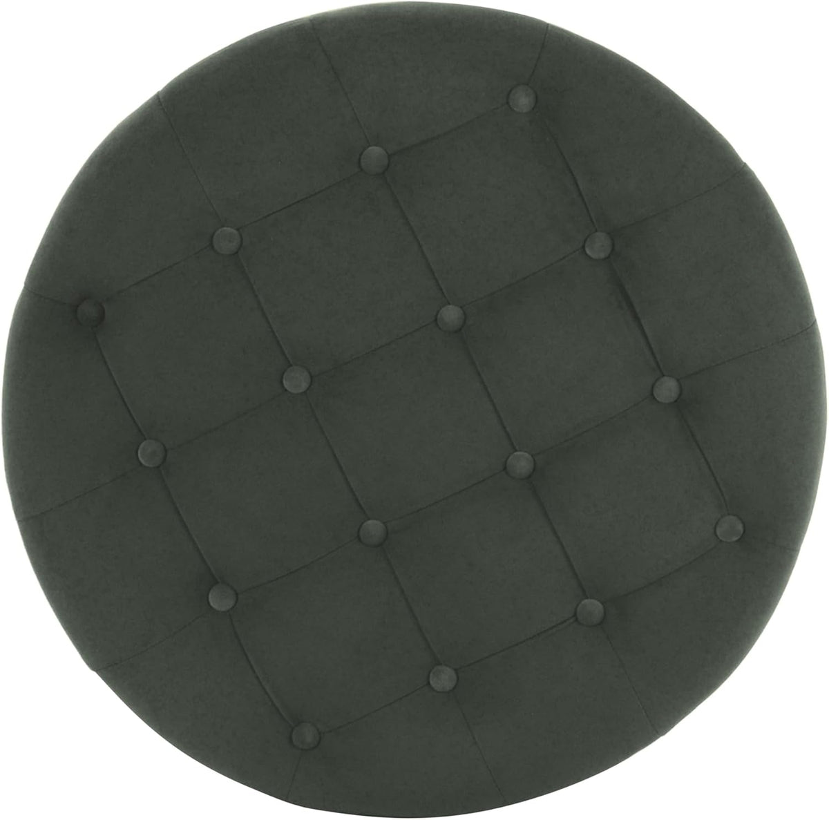 HomePop Home Decor | Large Button Tufted Velvet Round Storage Ottoman | Ottoman with Storage for Living Room & Bedroom, Loden Green Velvet, 28"