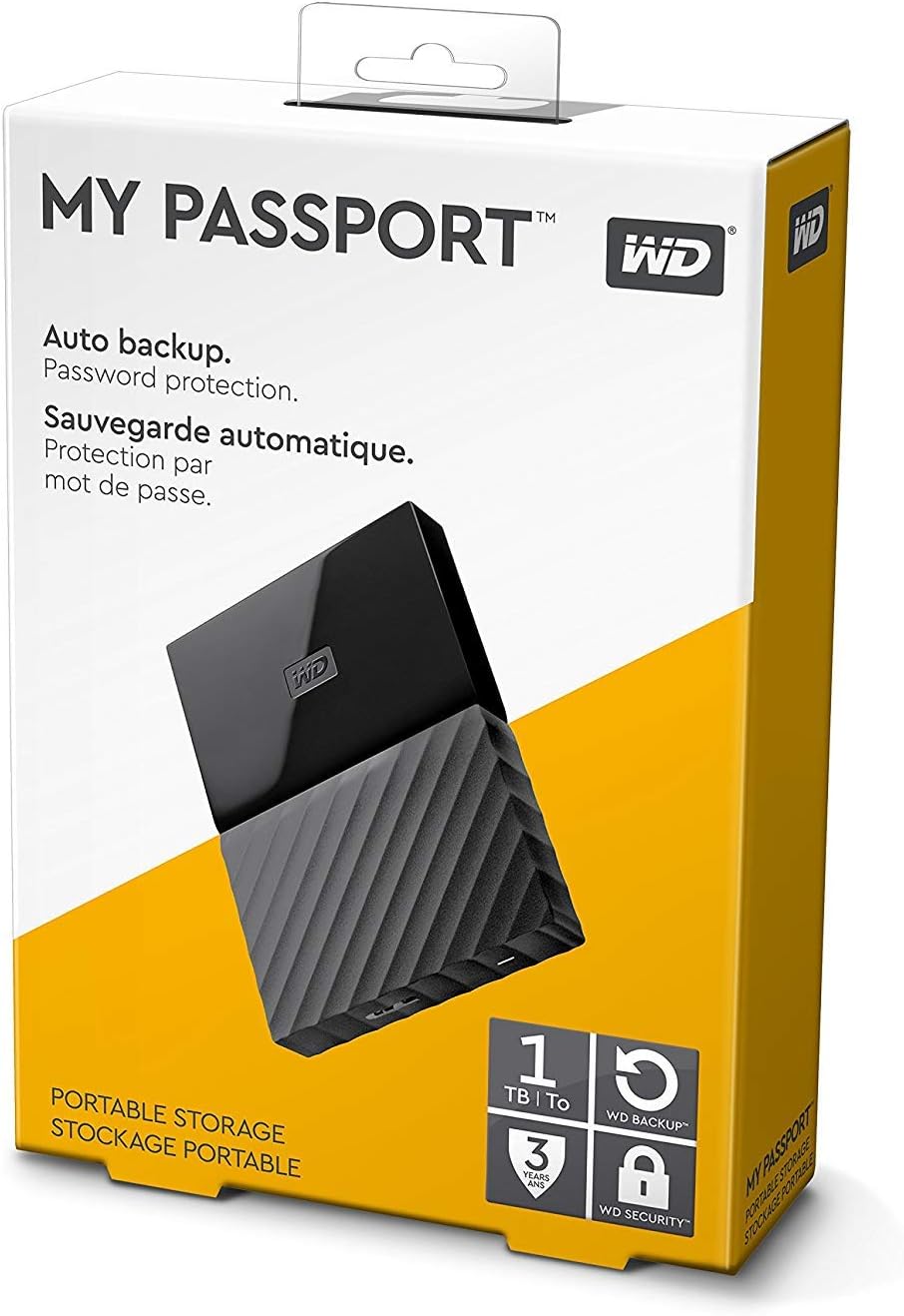 WD 1TB Black My Passport Portable External Hard Drive - USB 3.0 - WDBYNN0010BBK-WESN