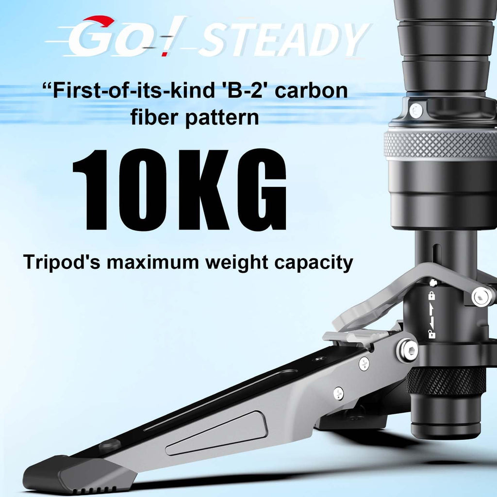 COMAN M1 62.8" Carbon Fiber Monopod for Camera, One-Click Lifting Monopod with feet, Compact for Travel, Max Load 44lbs / 20kg for Camera, DSLR, Camcorder