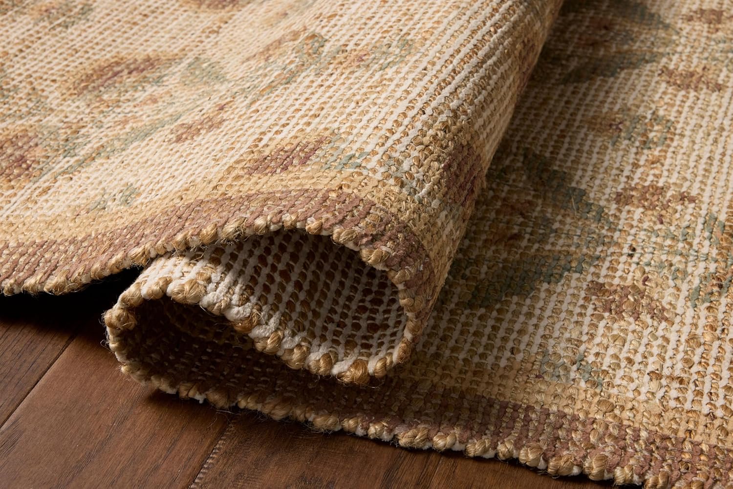 Loloi Chris Loves Julia Rue Collection RUE-01 Wheat/Sage 8'-6" x 11'-6" Area Rug Jute Neutral Floral Living Room Bedroom Rug
