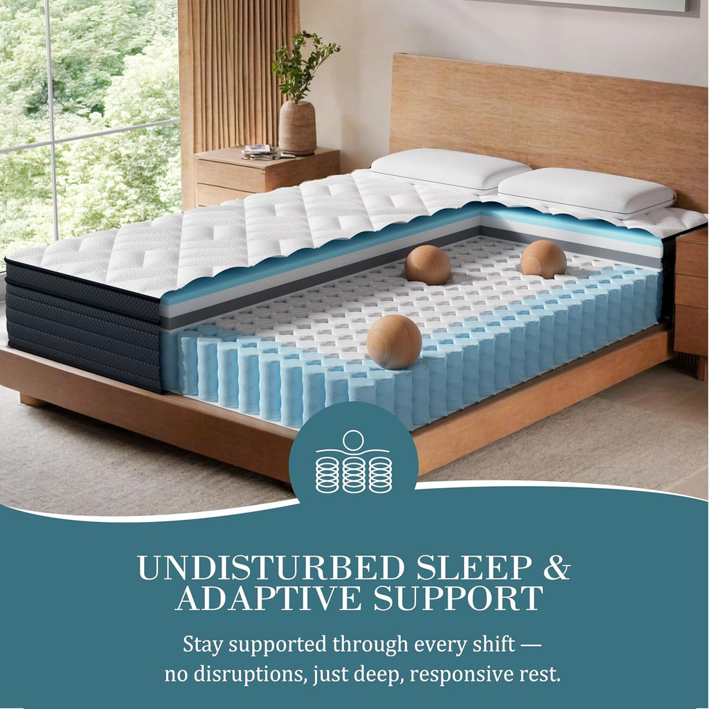Sleepmax King Size Mattress 14 Inch - Deep Sleep Hybrid Mattress for Pain Relieving - Deluxe Cooling Bed in a Box for Back & Side Sleepers - CertiPUR-US Certified, 365-Night Trial, Forever Warranty