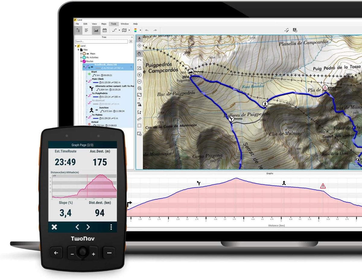 TwoNav Aventura 2 Plus (32 GB), Handheld GPS with 3.7-inch Wide Screen, Buttons and Joystick for Mountaineering, Mountaineering, Trekking or Hiking with maps Included. Colour Orange