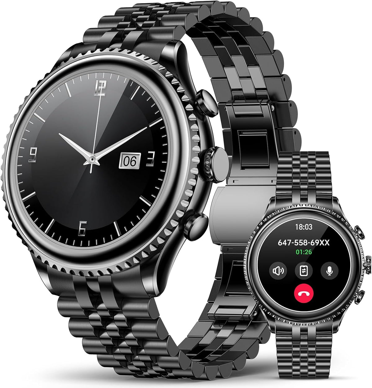 2026 Rotating Bezel Smart Watch for Men with Bluetooth Call, Heart Rate, Blood Pressure, SpO2, Sleep Monitor, Waterproof Round Watch with Encoder Knob, 1.32" AMOLED Display, Compatible Android and iOS