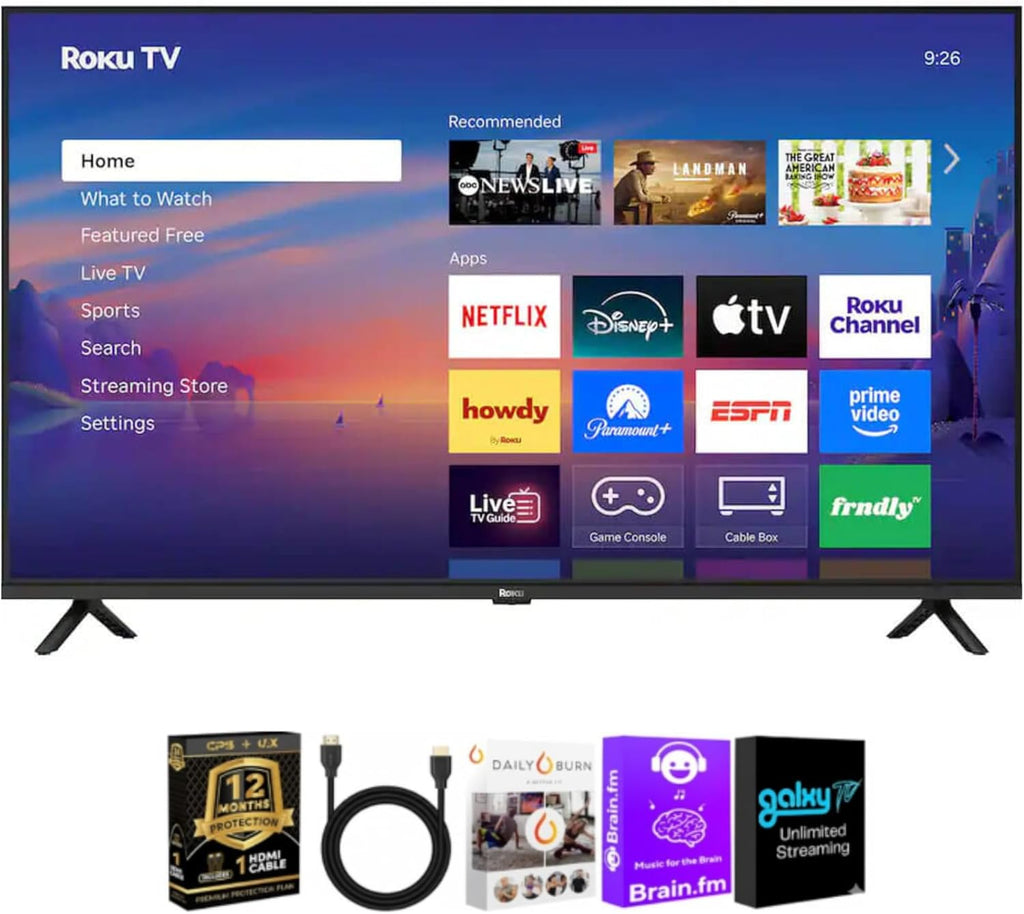 Roku 43 Inch Class Select Series 4K LED Smart TV Smart TV HDR Streaming Television WiFi Voice Remote HDMI Cable Streaming Bundle 12 Month CPS Protection Plan Home