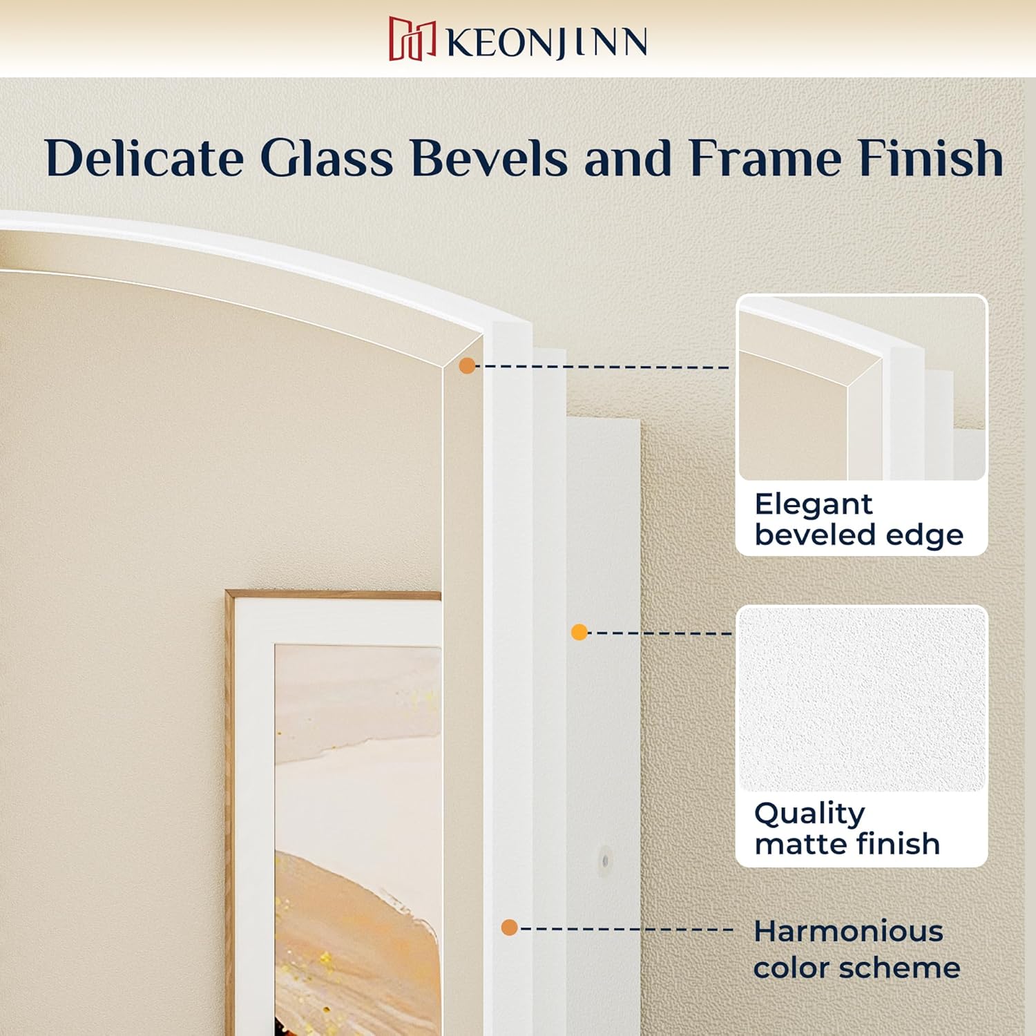 Keonjinn Medicine Cabinet 16 x 26 Inch, Surface Mount or Recessed Cabinets with Mirrors, White Metal Framed Wall Mirror with Storage, 2 Adjustable Shelves, Beveled Edge Frame