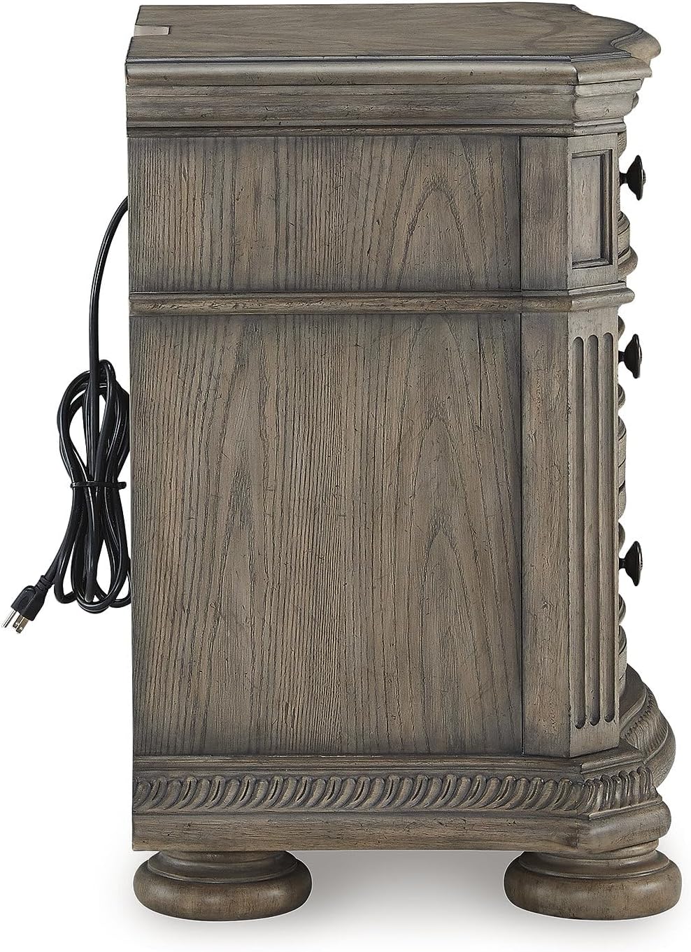 Signature Design by Ashley Ardenfield Modern 3-Drawer Nightstand with Charging Station, USB Port and Storage, Light Brown