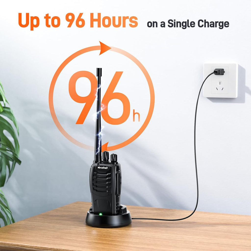Rechargeable Long Range Two-Way Radios with Earpiece 10 Pack Arcshell AR-5 Walkie Talkies Li-ion Battery and Charger Included (10 Pack)