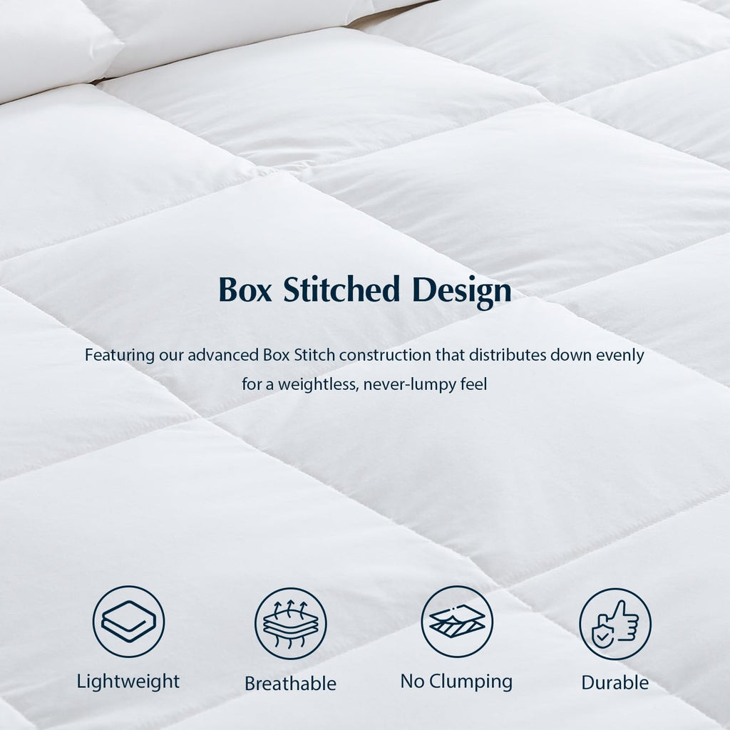 Pacific Coast Lightweight Goose Feather Down Fiber Comforters King Size, Summer Duvet Insert, Ultra Soft, Breathable, Hotel Luxury Bedding Comforter with 8 Tabs, White, 106 x 90 inches