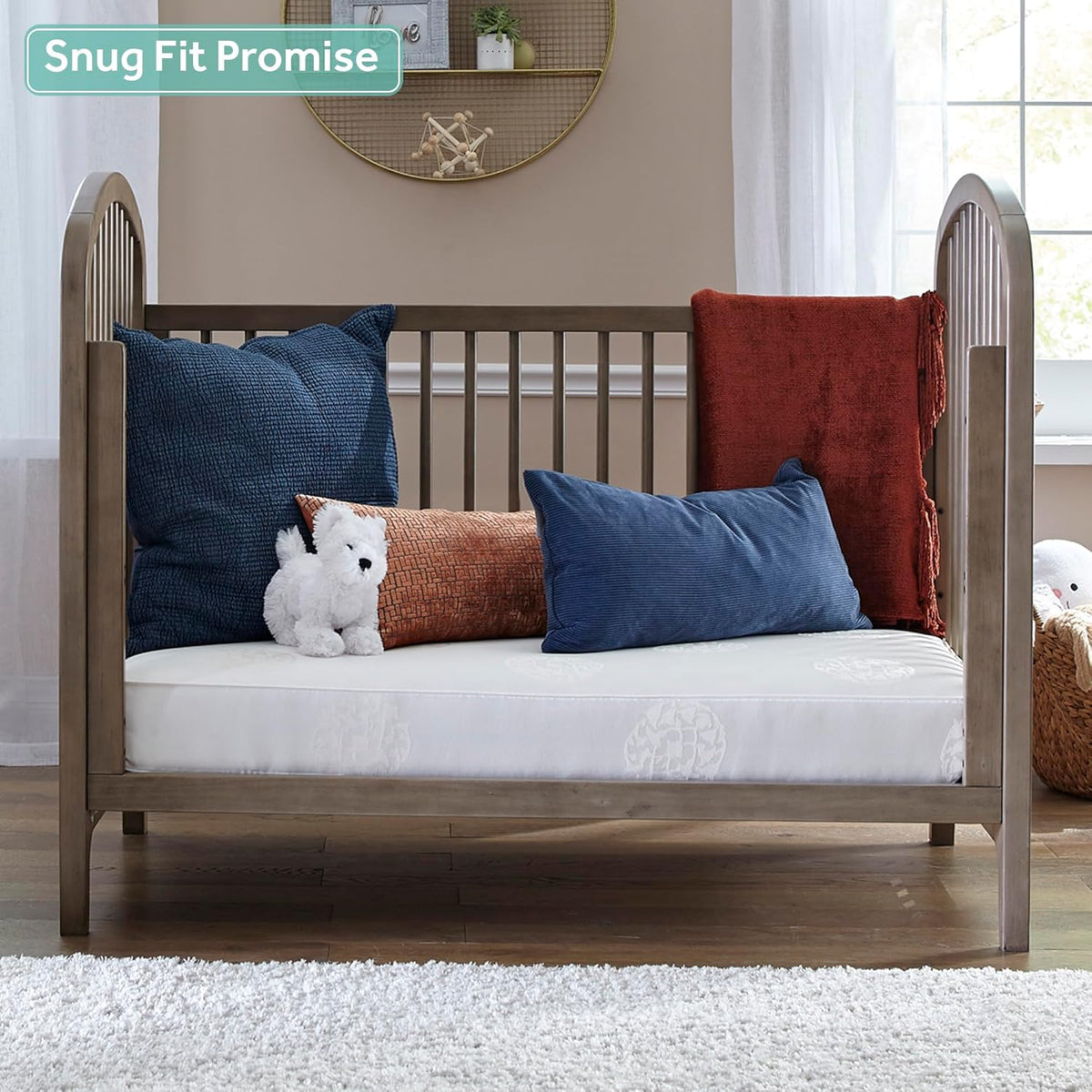 Sealy Baby Cotton Cozy Rest Breathable 2 Stage Waterproof Crib Mattress plus Toddler Bed Fit, 204 Coils & Soft Coton Cover, GREENGUARD Gold Certified, Safety & Quality Tested, Made in USA, 52"X28"