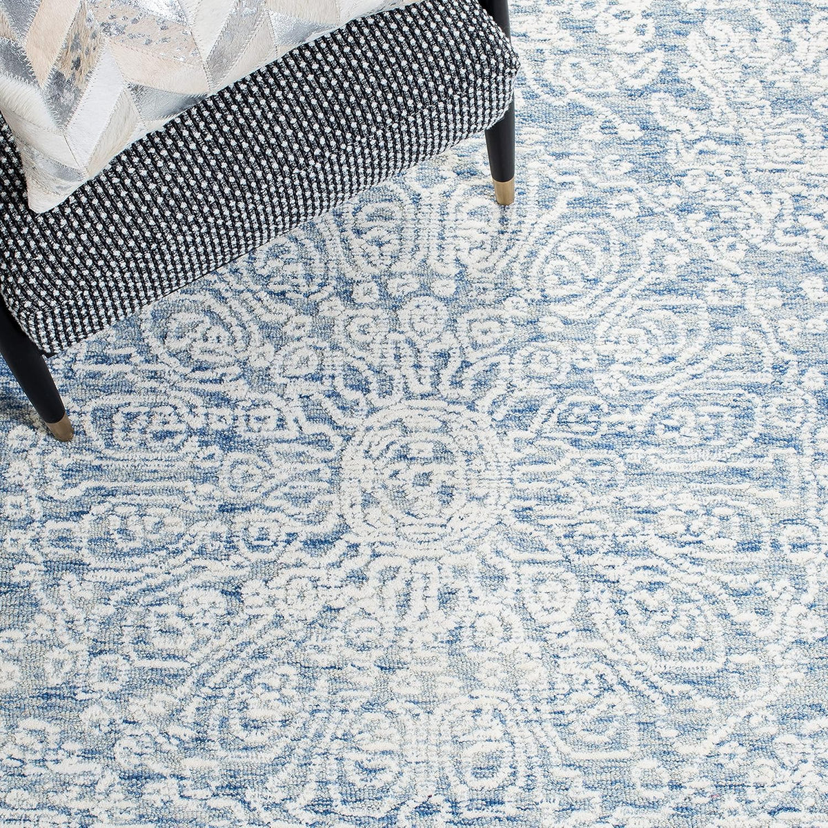 SAFAVIEH Metro Collection 8' x 10' BlueIvory MET993M Handmade Premium Wool Living Room Dining Bedroom Area Rug