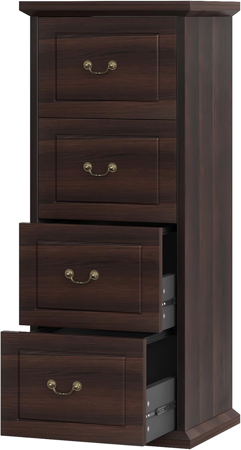 Tribesigns 4-Drawer File Filing Cabinet, Vertical File Cabinet Office Wood Filing Cabinet for A4 /Letter Size Narrow Tall File Storage for Home Office, Walnut