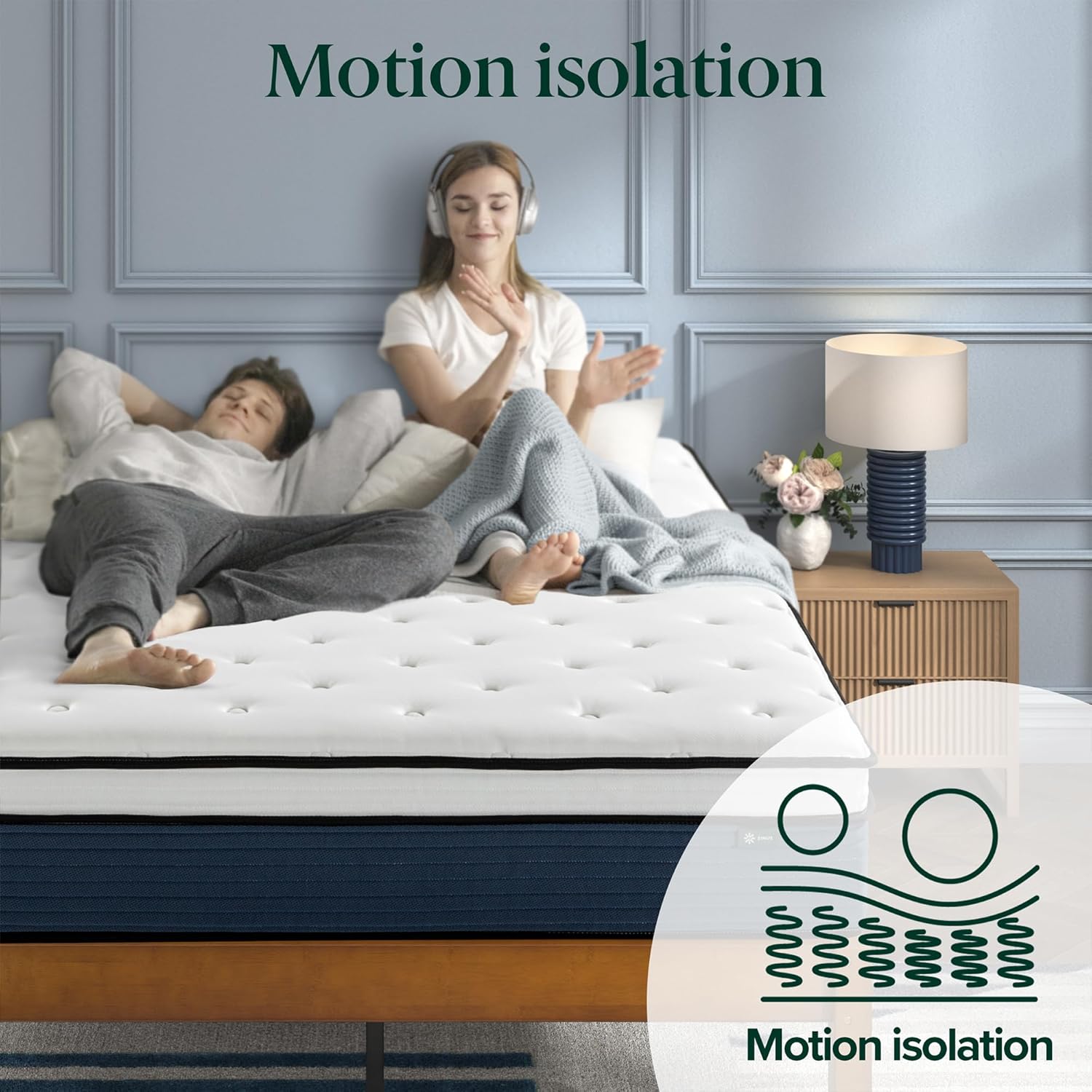 Zinus 12 Inch Comfort Support Hybrid Mattress New Version, Queen, Fiberglass Free, Medium Plush, Motion Isolation, Certified Safe Foams & Fabric, Mattress in A Box