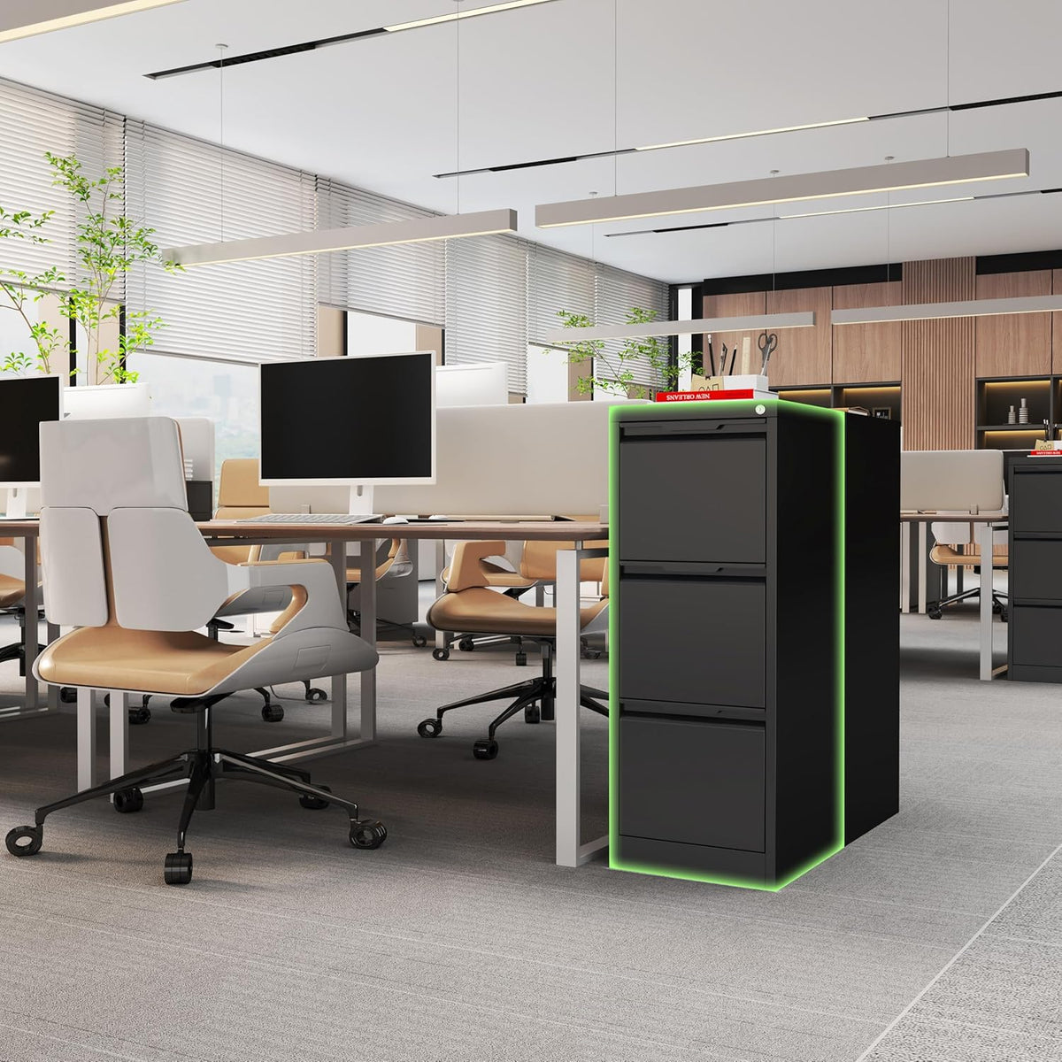 3 Drawer File Cabinets for Home Office,File Cabinet with Lock, Metal Filing Cabinet for A4/Letter/Legal Size Folder, Assembly Required,Black