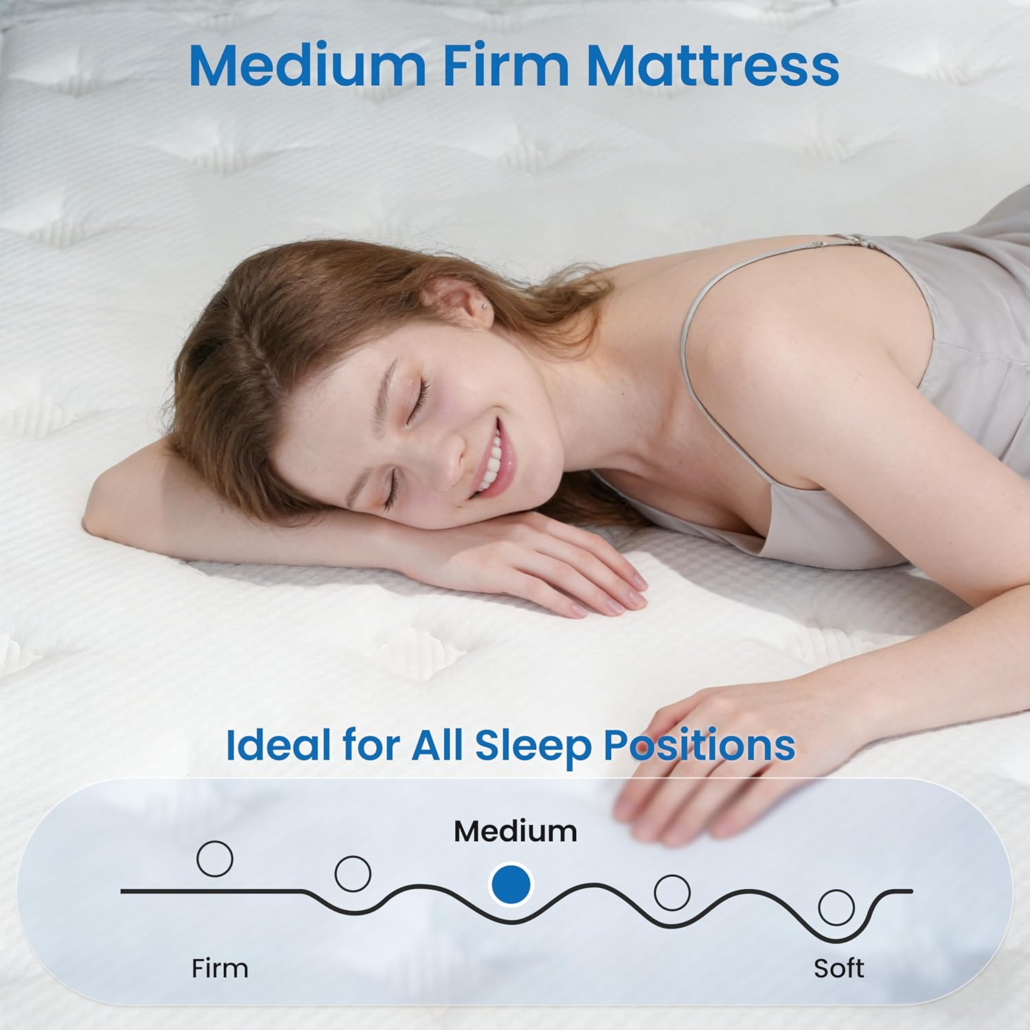 12 Inch Queen Hybrid Mattress in a Box - Memory Foam & Pocket Springs, Medium Firm, Motion Isolation Technology, Cooling Breathable Design, Pressure Relief, Edge Support