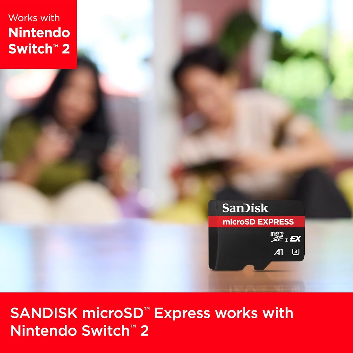 SANDISK 512GB microSD Express Card - Works with Nintendo-Switch 2, Up to 880MB/s Read, Up to 650MB/s Write, 220MB/s Sustained Write, U3, C10 - SDSQXFN-512G-GN4N